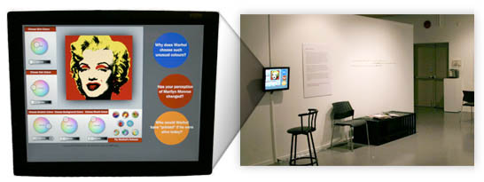 The AGGV color changer was available during the show in a kiosk, and also in an online exhibit which AGGV hosted in 2008-2009.