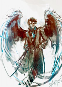 Wingfic: Sherlock with wings, illustration by Alice X. Zhang