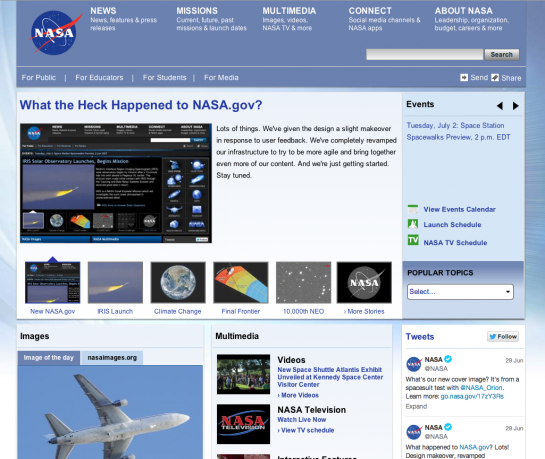 New NASA Web Site