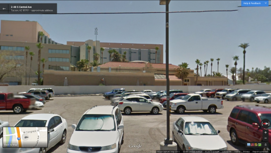 Google Street View, from site of the Southern Pacific Train Station